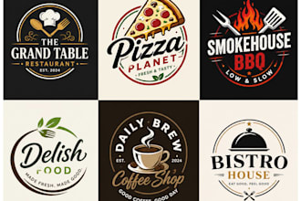 do restaurant, pizza, bbq, food logo, and coffee shop design