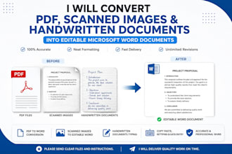 convert PDF, scanned images and handwritten documents to word