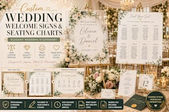 design custom wedding seating chart and welcome sign layout