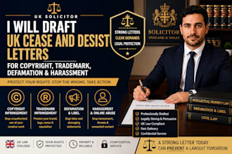 draft cease and desist letter for copyright, defamation, harassment