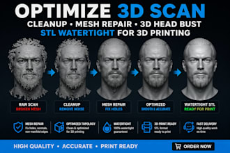 optimize 3d scan cleanup mesh repair 3d head bust stl watertight for 3d printing