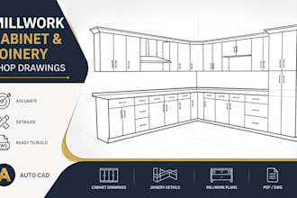 draw millwork, cabinet and joinery shop drawings in autocad