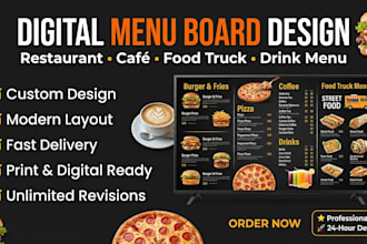design digital restaurant menu board cafe drink menu food truck price list