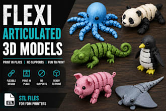design articulated flexi toy,  animal, dragon and fidget stl for 3d printing