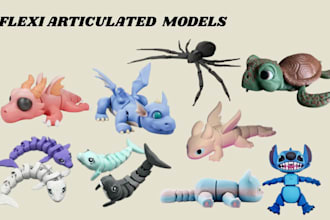 design articulated flexi toy,  animal, dragon and fidget stl for 3d printing