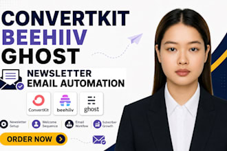 setup kit convertkit beehiiv ghost newsletter email workflow automation expert