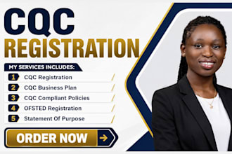 do cqc registration, write cqc business plan, cqc policy, financial statement