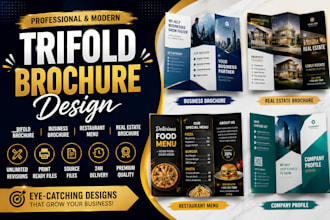 trifold brochure design business restaurant menu real estate brochure design