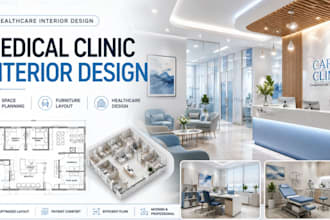 design medical clinic interior with space planning and furniture layout