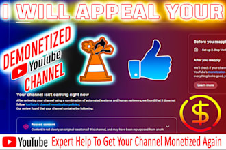 professional restore youtube channel, fix demonetization,suspension,recover safe