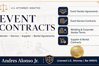 write custom vendor agreements for weddings and corporate events