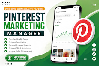 setup manage your pinterest account with seo optimization design pins, board