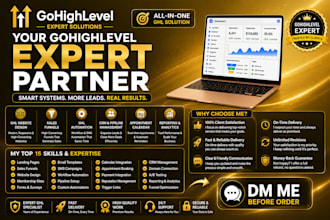 build gohighlevel ghl website, ghl sales funnel, ghl automation and CRM
