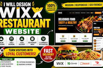 design wix resturant website online food ordering resturant booking delivery