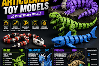 flexi articulated toy models, flexi toy, articulated model, 3d printing,