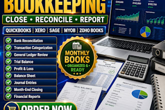 do month end bookkeeping in quickbooks xero sage myob