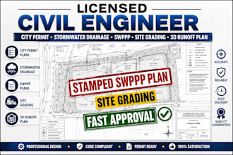 civil engineer city permit stormwater drainage swppp site grading 3d runoff plan