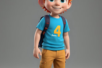 design cute 3d character, mascot, animal, cartoon model for game and animation