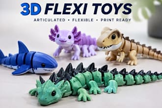 design custom flexi toy, articulated model stl for 3d printing