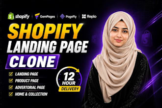 clone shopify landing page using gempages or pagefly