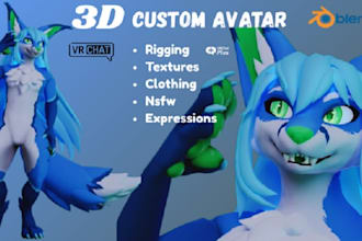 do realistic 3d furry model, vrchat avatar, nsfw vtuber model, animaze vrm