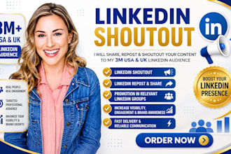 share repost shoutout your content or post link with 3m USA UK linkedin audience
