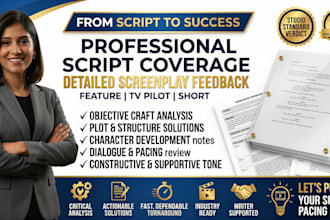 provide industry standard script coverage and professional screenplay feedback
