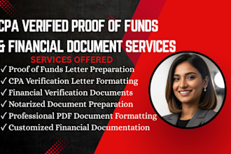 do CPA verified and notarize proof of funds letter and financial verification