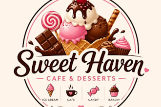 do ice cream, restaurant, cafe, candy, chocolate, bakery, food logo design