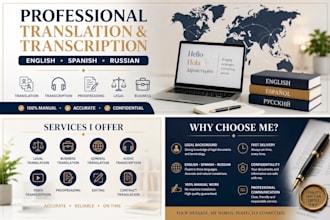translate and transcribe legal, business and general documents in en es ru