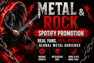do organic metal music promotion, rock music spotify promotion to real audience