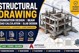structural drawing foundation design beam load calculation slab design autocad