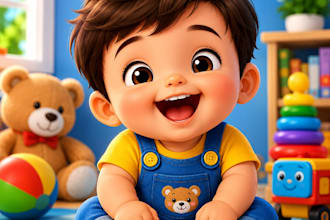 create colorful ai kids cartoon images for youtube