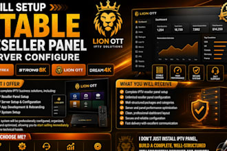 setup stable reseller panel, server configure, trex, strong8k, lion ott, dream4k