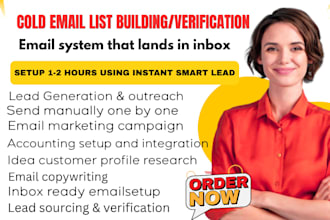 setup cold email list building and verification cold email marketing caampaigns
