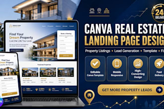 create canva real estate landing page website for property leads listing