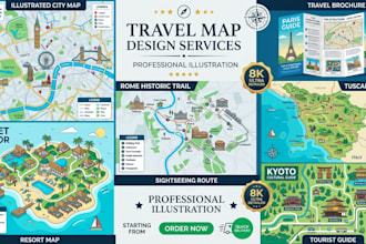 design a custom illustrated map and visual guide for your travel business