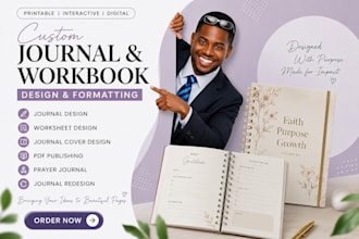 design canva journal, digital planner, prayer journal, workbook and kdp cover