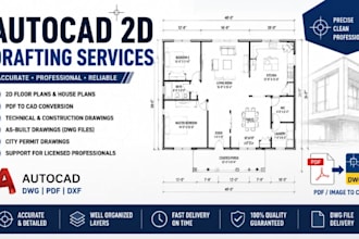 do autocad 2d drafting, technical drawings and as built dwg