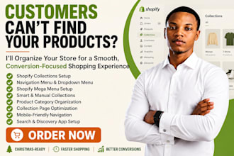 setup and organize shopify collections, navigation menu, dropdown menu, megamenu
