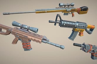create 3d gun model, 3d weapon model, weapon design and asset fivem gun