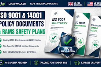 write iso 9001 14001 policy documents rams and safety plans for your tender bid