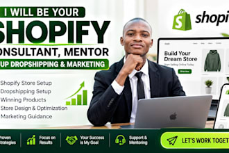 be your shopify consultant, mentor, setup dropshipping and marketing,