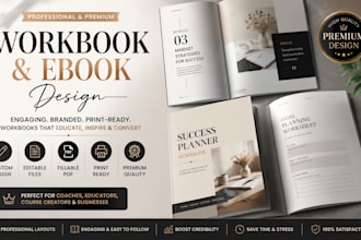 design canva ebook, workbook PDF, educational workbook and workbook formatting