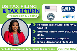 do US tax filing, US tax returns, llc tax, business tax 1040 5472 1065 1120cpa