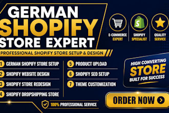 build german shopify store, shopify website, shopify dropshipping store setup