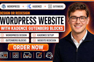design redesign wordpress website with kadence gutenberg