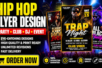 design eye catching hip hop flyer party club dj event music concert  flyer