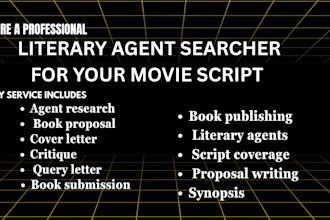 be find literary agent, agent research, script coverage, critique, synopsis,
