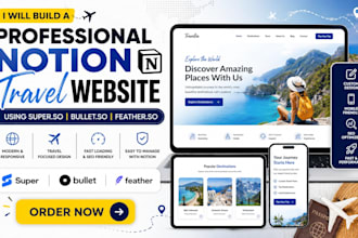 build professional notion travel website using super so bullet so feather so